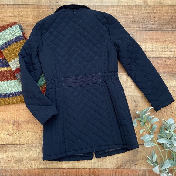 Long NAVY BLUE Zip Up Soft Quilted Coat by Laundry by Design - Picture 8 of 12
